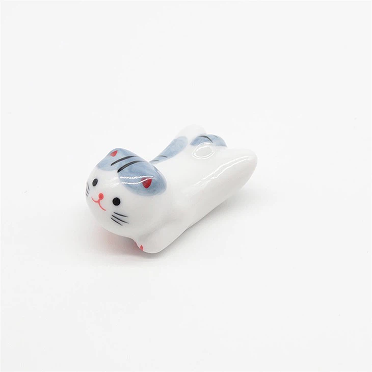 Estick Household Ceramic Lucky Cat Kitchen Spoon Chopstick Holder Drying Copper Tabletop Decoration